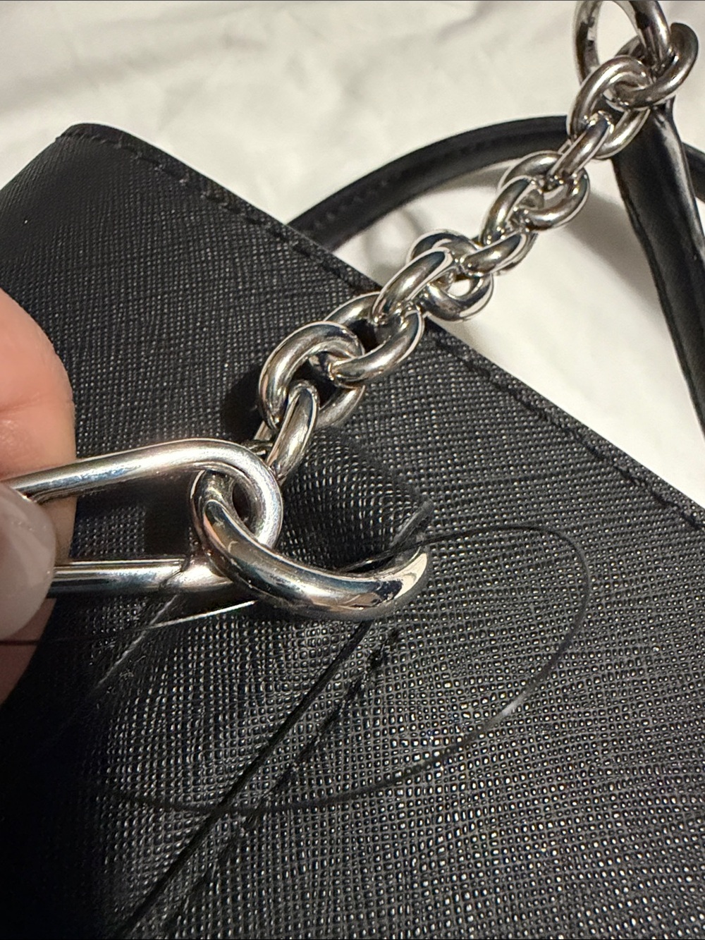 Calvin Klein Black Tote with Silver Chain Handles - Picture 14 of 16